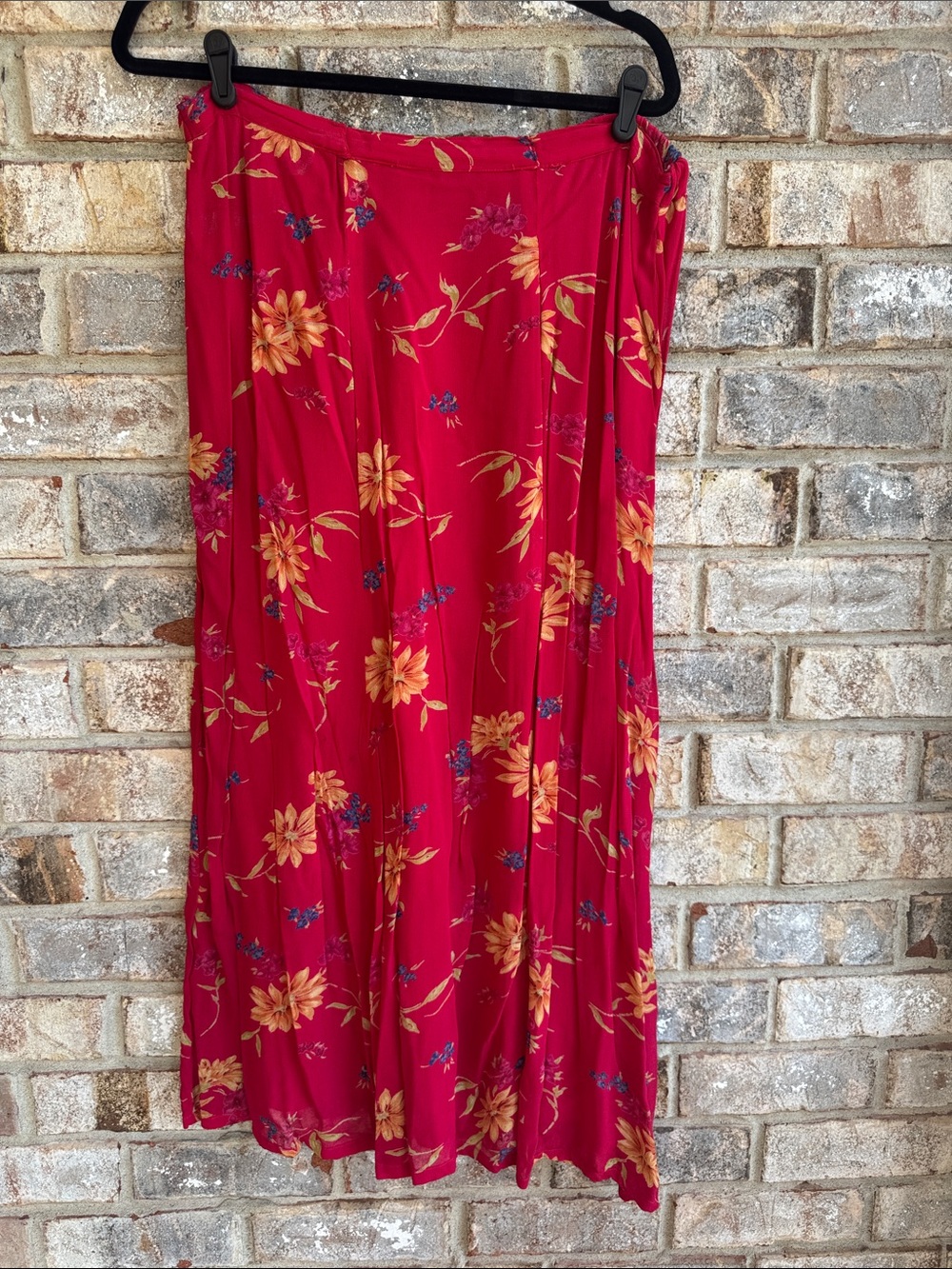 Vintage Coldwater Creek Red Floral Maxi Skirt